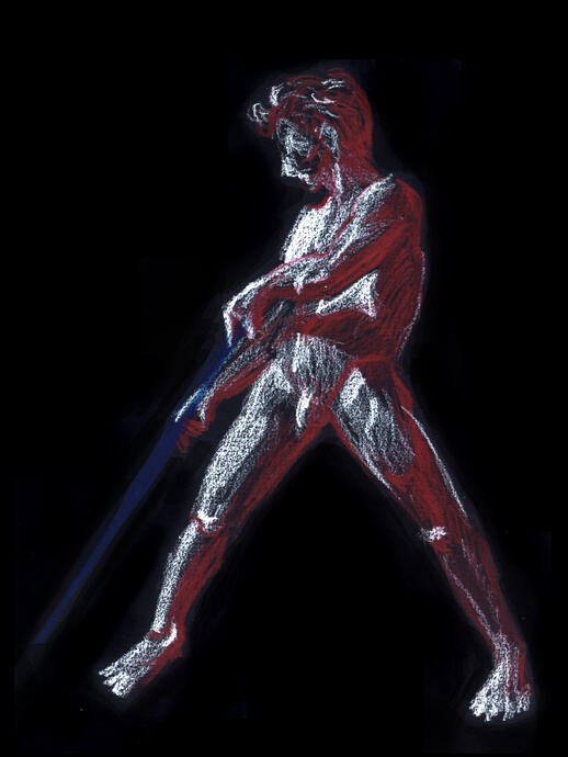 Test d&#39;anatomie et de lumière. (Pose de 10-15 minutes sur papier noir)