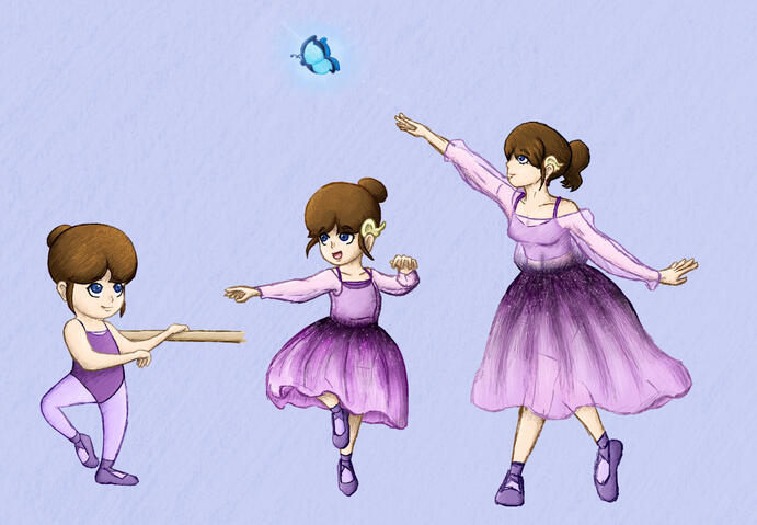 Sketches of my character from my student film &quot;Morpho Bleu&quot; growing up during the credits.