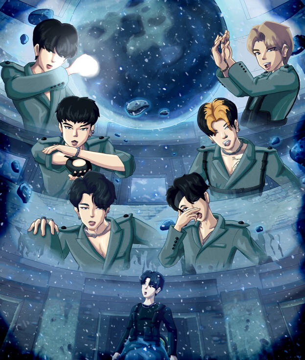 &quot;Mayday&quot;. Fanart basé sur le vidéoclip de &quot;Mayday&quot; de VICTON. Test de couleur.